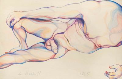 Lowell Nesbitt - Polychrome Male Reclining Nude