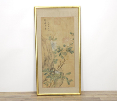 Image for Lot Chinese Ink and Color Scroll of Peony Blossoms