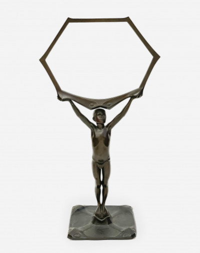 Title Art Deco Bronze Figural Mirror / Artist