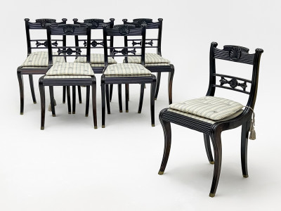 Image for Lot Regency Style Ebonized Dining Chairs, Group of 6