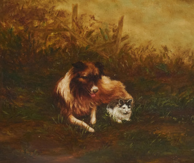 Image for Lot Artist Unknown - Untitled (Cat and Dog)