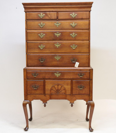 Image for Lot American Chippendale Walnut Highboy, 18th C