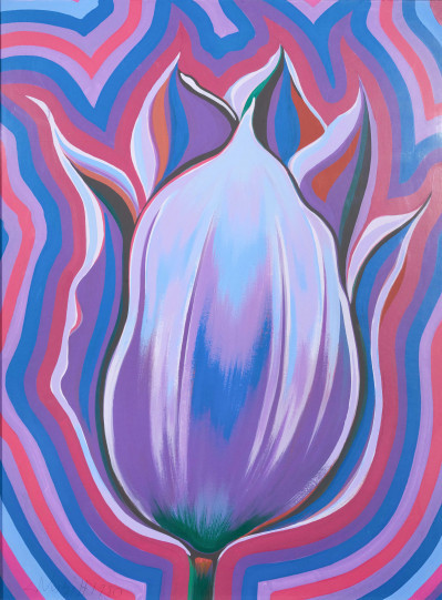 Title Lowell Nesbitt - Electric Tulip in Purple, Red, and Violet / Artist