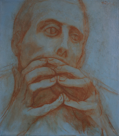 Symeon Shimin  - Untitled (Portrait in blue)