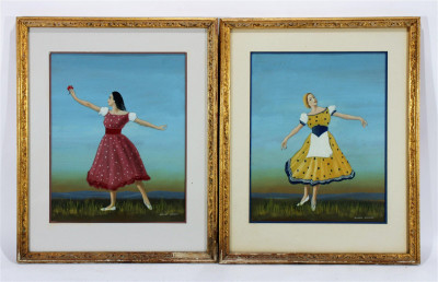 Image 2 of lot 2 Works by Dennis Ramsay - Dancing Women - W/C