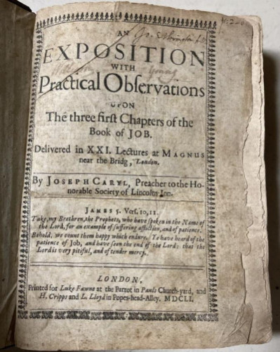 Image for Lot CARYL 1651 Exposition of JOB BY Ejected Minister