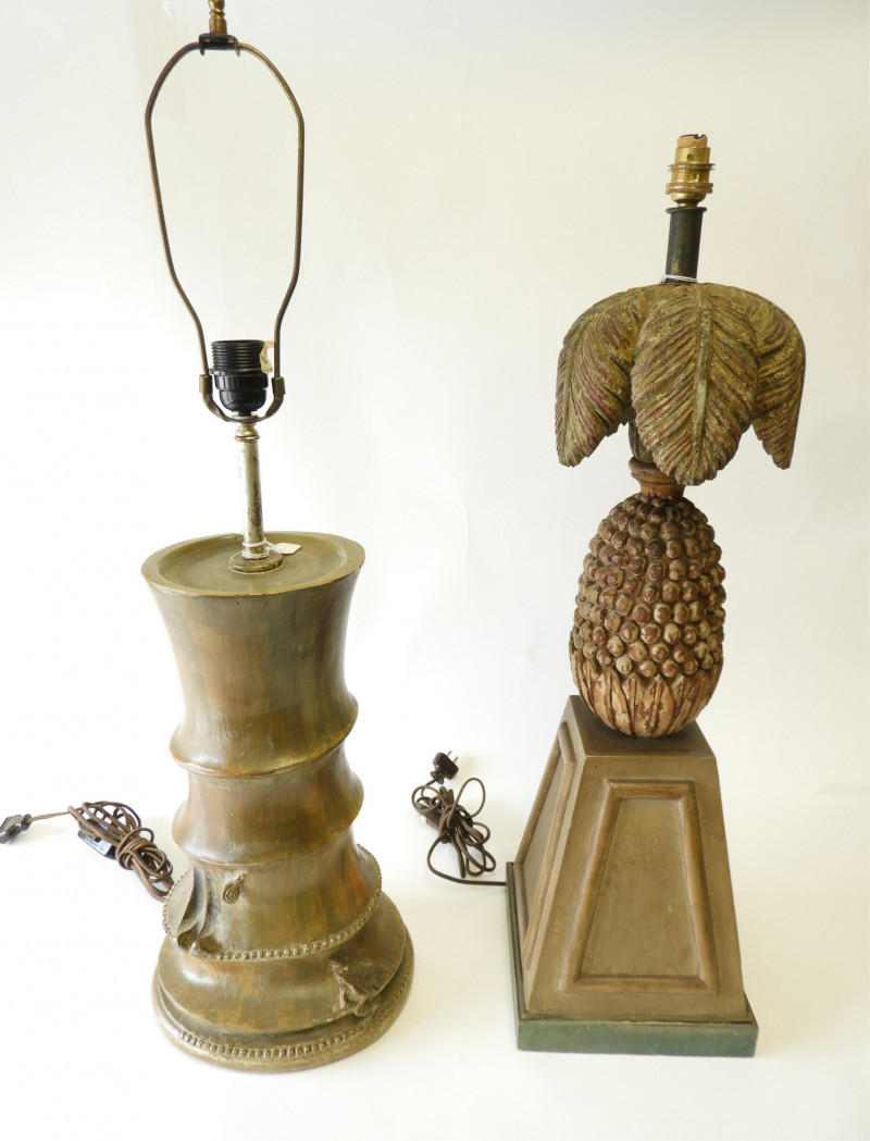 Image 2 of lot 2 Lamps, Bamboo & Pineapple