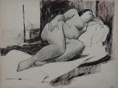 August Mosca - Sleeping Nude on Bed