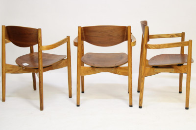 Image 4 of lot 3 Jens Risom Wooden Armchairs