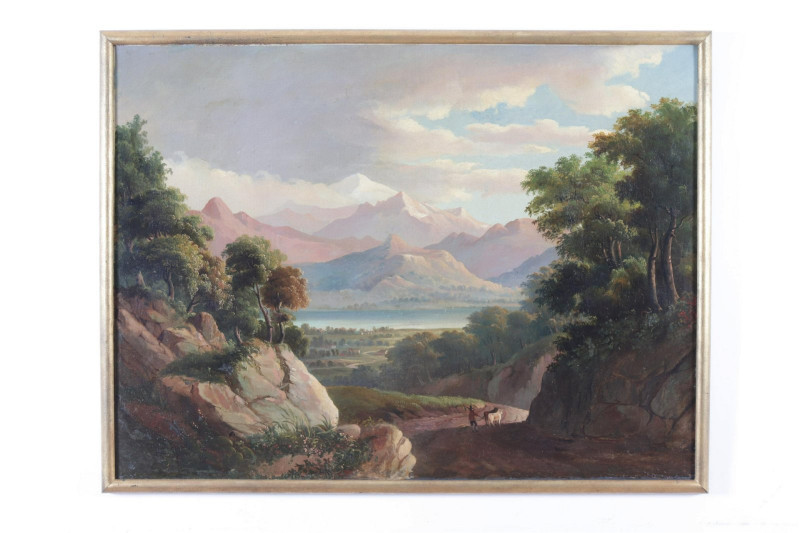Image 2 of lot 19th C. Hudson River School Landscape - O/C
