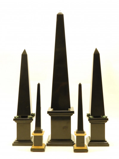 Image for Lot 5 Contemporary Black Marble Obelisks