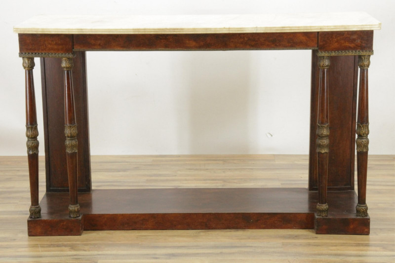 Image 2 of lot 19th C. Empire Wood and Marble Pier Table