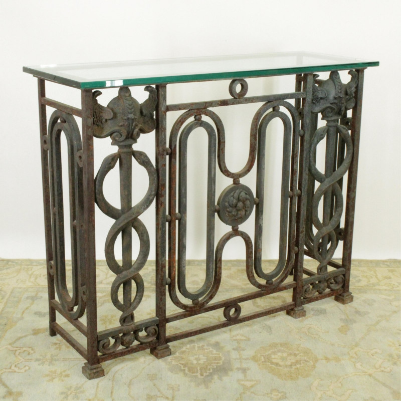 Image 4 of lot 19th C. French Caduceus Ironwork as Console