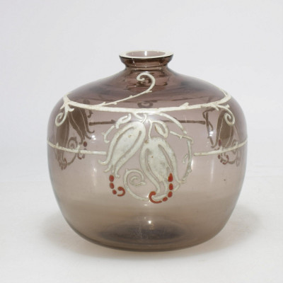 Image for Lot Attributed to Leune Enameled Glass Vase, c. 1930