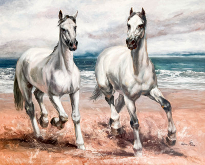 Image for Lot Leon Frias - Arabian Stallions on Beach