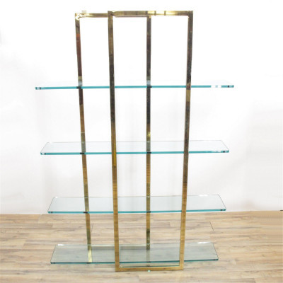 Image for Lot 1970s Brass Coated Metal Etagere