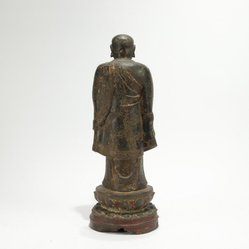 Image 7 of lot 16th C. Inscribed Chinese Bronze Monk
