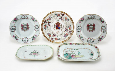 5 Chinese Export Porcelain Bowls & Plates