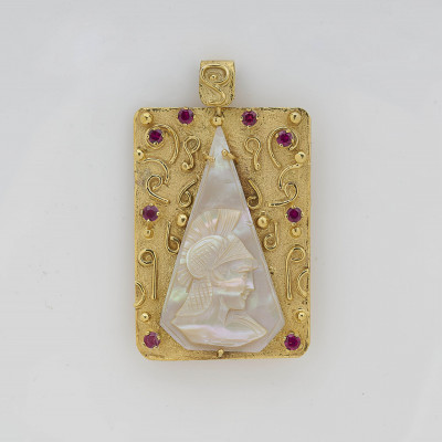 Image for Lot 14k & Mother of Pearl Phrygian Pendant