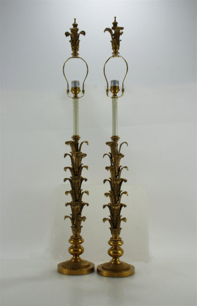 Image for Lot Pair of Classical Style Leaf Tip Table Lamps