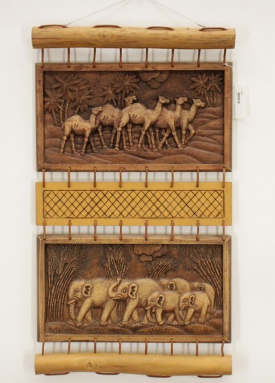 Carved Wood Double Plaque