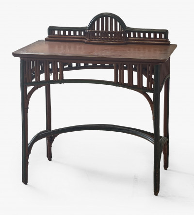 Image for Lot Polychrome Rattan and Wood Desk