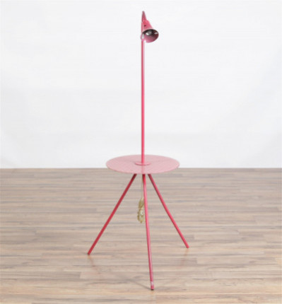 Image for Lot Contemporary Red Enameled Metal & Acrylic Lamp