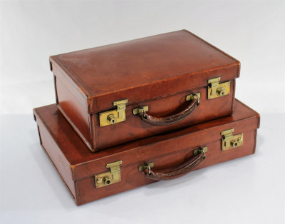 Image for Lot Two Vintage English Leather Travel Cases