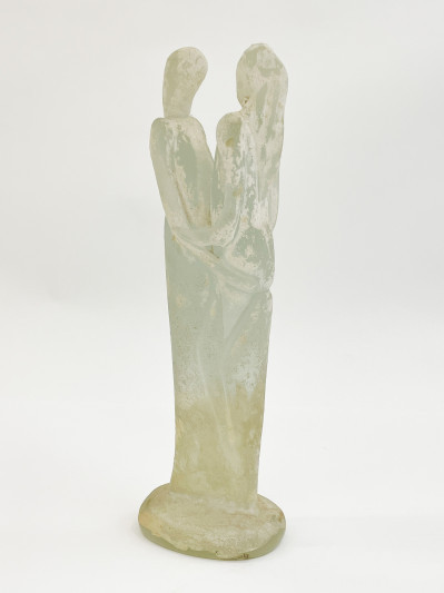 Image for Lot Glass sculpture of embracing figures