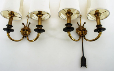 Image 4 of lot 2 Pairs Classical Style 2-Light Sconces