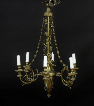 Image for Lot Louis XVI Style Bronze 6-Light Chandelier