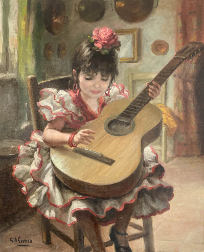 Image for Lot Enrique Gil Guerra - Spanish Girl Playing Guitar