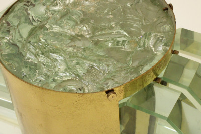 Boris Lacroix Brass  Glass Wall Sconce c1970