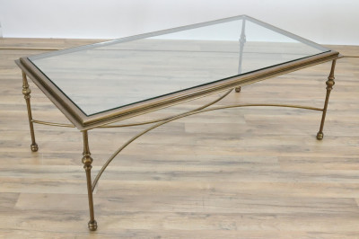 Image for Lot NeoClassical Style Gold Metal Coffee Table