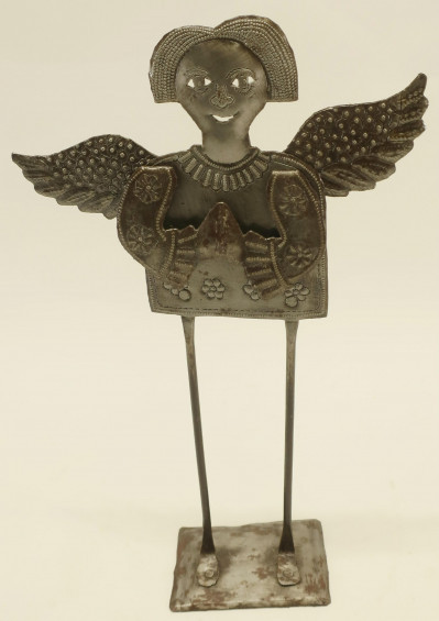 Title Angel-Winged Figure Metal Tabletop Sculpture / Artist