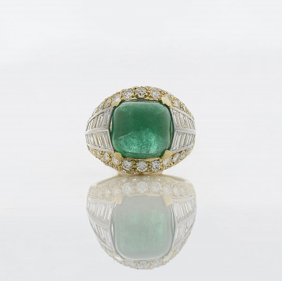 Image for Lot 8.12 ct Emerald &amp; Diamond Ring