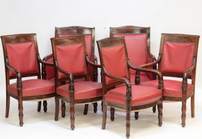 Image for Lot Suite of Empire Mahogany Seat Furniture E 19th C