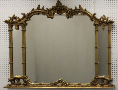 Image for Lot Large Carved & Gilded Triptych Mirror