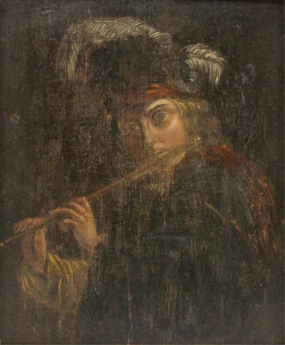 Image for Lot The Flute Player possibly Flemish O/P