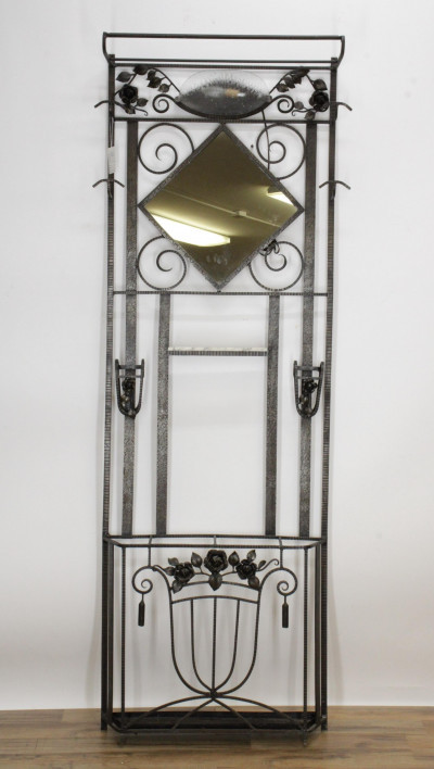 Image for Lot Art Deco Style Wrought Iron Hall Stand