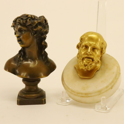 Image for Lot 2 Bronze Small Bust after Clodion & Socrates