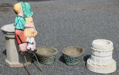 Image for Lot 5 Cast Cement Garden Items