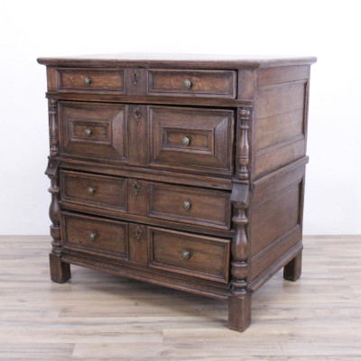 Image for Lot English Baroque Oak Chest of Drawers