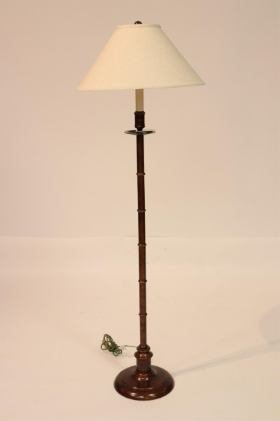 Image for Lot Modern Copper Finish Faux Bamboo Floor Lamp
