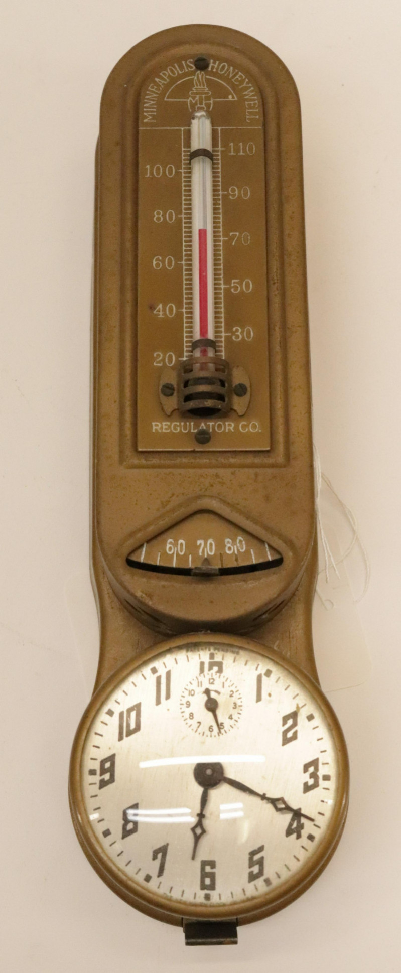 Figural Brass Watch Fob Thermometer Clock