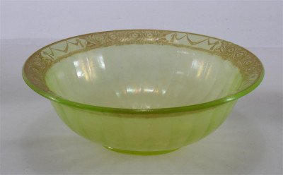 6 Loetz Style Plates & Gilt Decorated Bowl