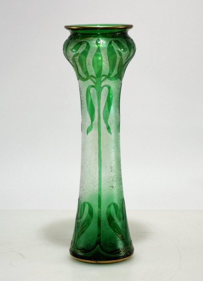 Image for Lot Dorflinger Honesdale - Gilt & Etched Glass Vase
