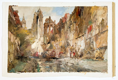 Image for Lot Jan de Vogel - Cathedral Exterior by the Canal