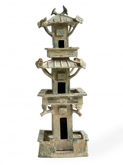 Image for Lot Chinese Green Glazed Ceramic Model of a Watchtower
