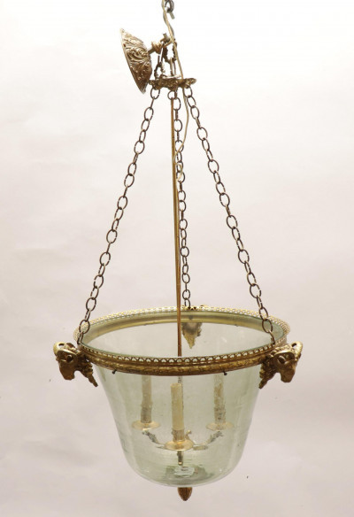 Image for Lot French Style Rams Head Bell Jar Hanging Lantern